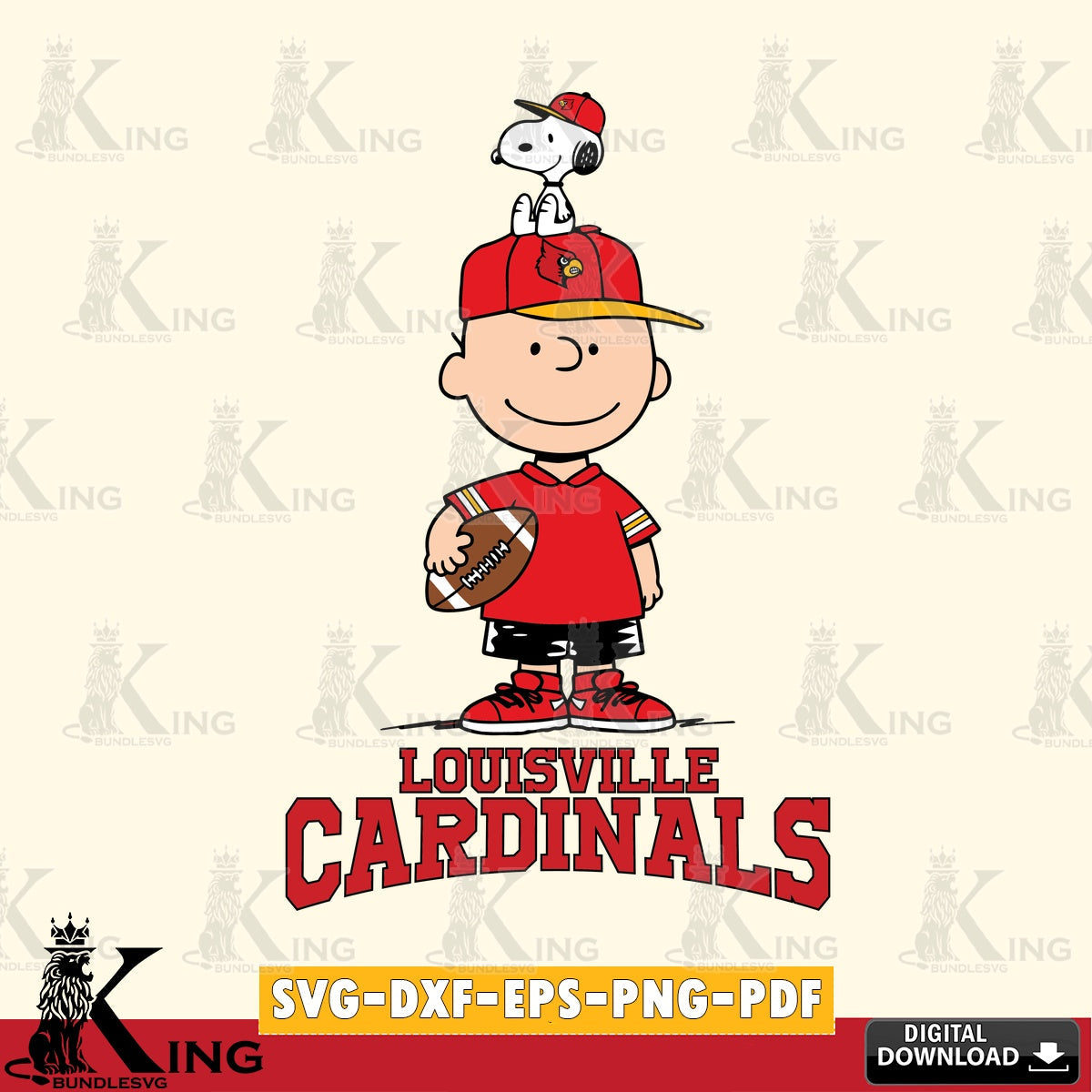Louisville Cardinals Peanuts Football Rugby SVG, Cricut, Cut file  , Digital Download , Instant Download, Peanuts svg, NCAA svg, Football svg, Sport svg