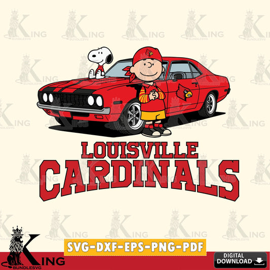 Louisville Cardinals Peanuts Muscle Car SVG, Cricut, Cut file  , Digital Download , Instant Download, Peanuts svg, NCAA svg, Football svg, Sport svg