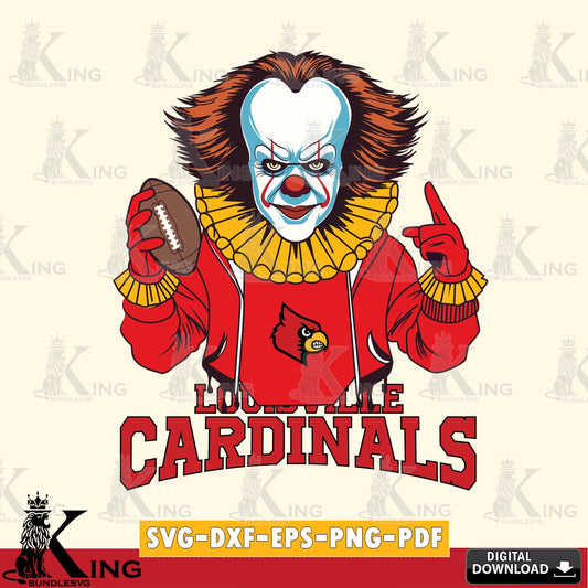 Eye-catching graphic of a Louisville Cardinals Pennywise player in a football design, a printable vector design for sublimation