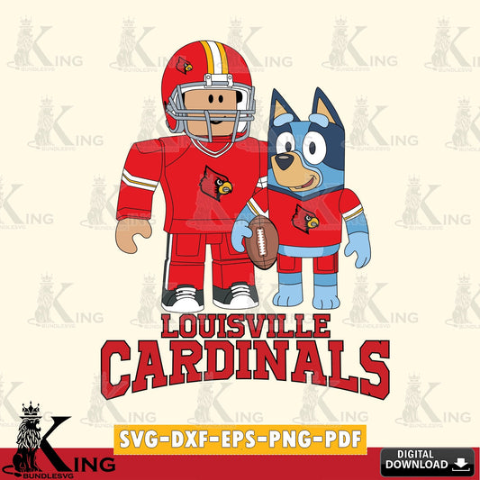 Louisville Cardinals Roblox & Bluey Football SVG file , NCAA Cricut,  File cut , Digital Download , PDF File