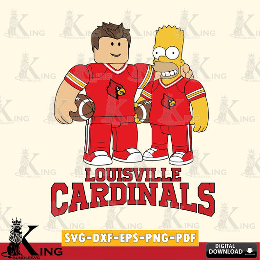 Louisville Cardinals Roblox & Homer Simpson Football SVG file , NCAA Cricut,  File cut , Digital Download , PDF File