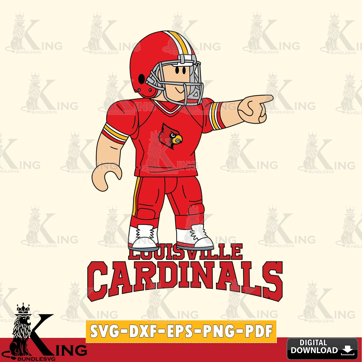 Louisville Cardinals Roblox Player Football SVG file , NCAA Cricut,  File cut , Digital Download , PDF File