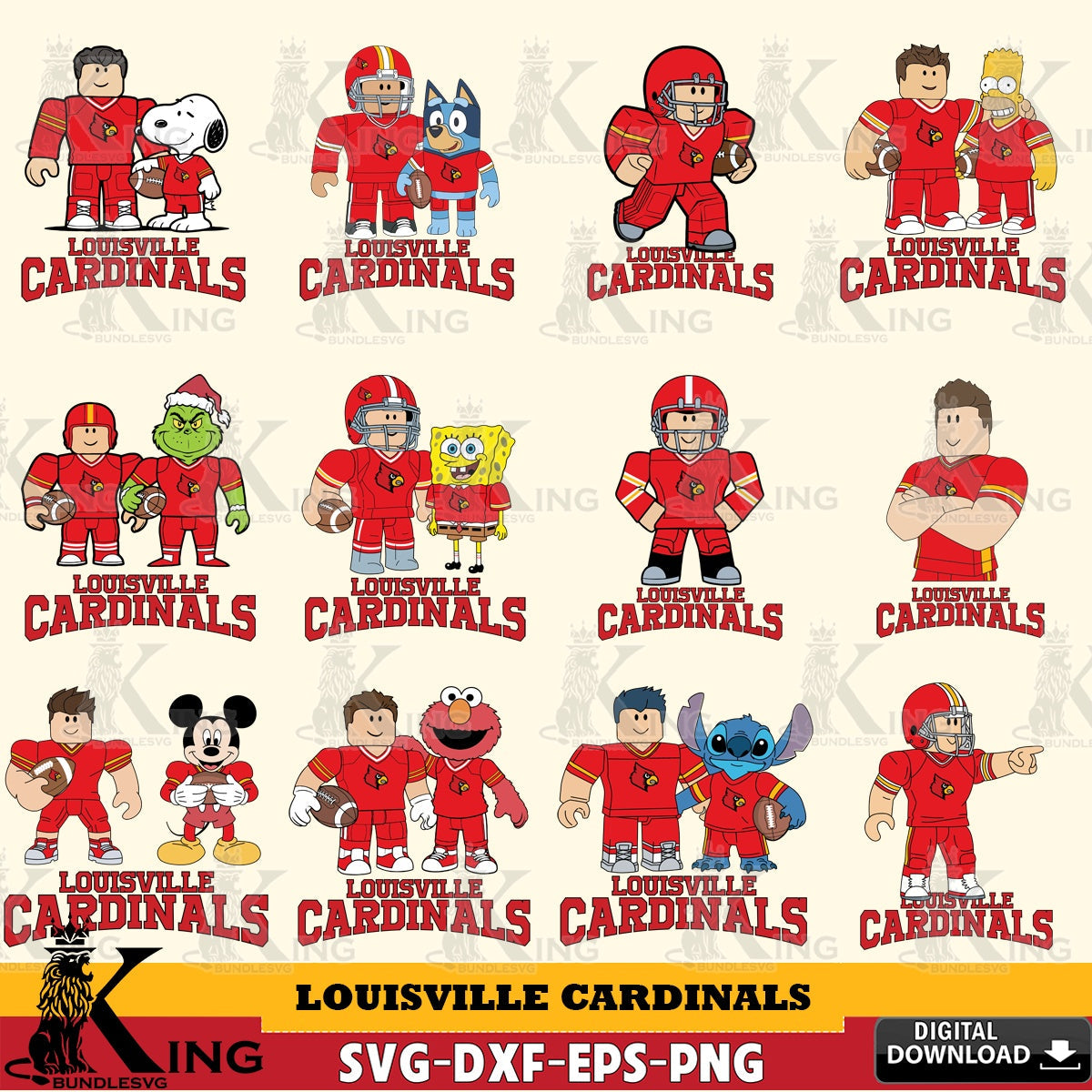 Louisville Cardinals Roblox With Friends football NCAA Bundle SVG file , NCAA Cricut,  File cut , Digital Download , PDF File