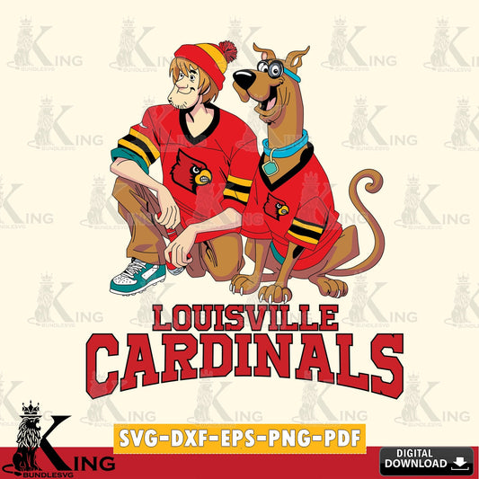 Beautiful illustration of Louisville Cardinals Shaggy and Scooby Doo football NCAA design suitable for Glowforge and laser cutting