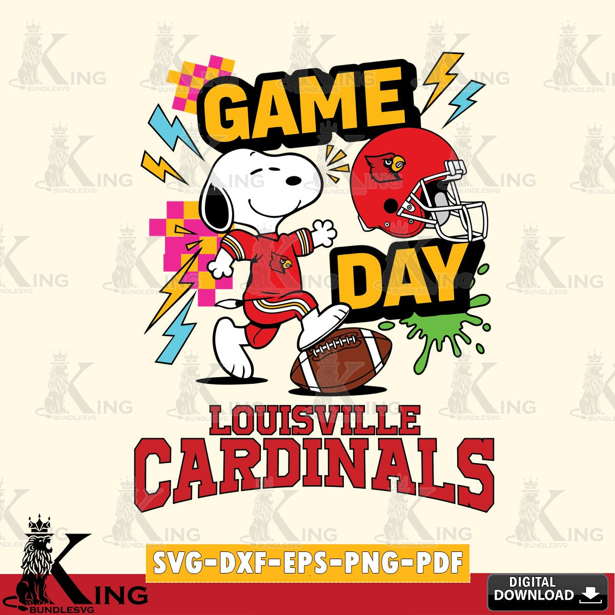Louisville Cardinals Snoopy Game day SVG, Cricut, Cut file  , Digital Download , Instant Download, Peanuts svg, NCAA svg, Football svg, Sport svg