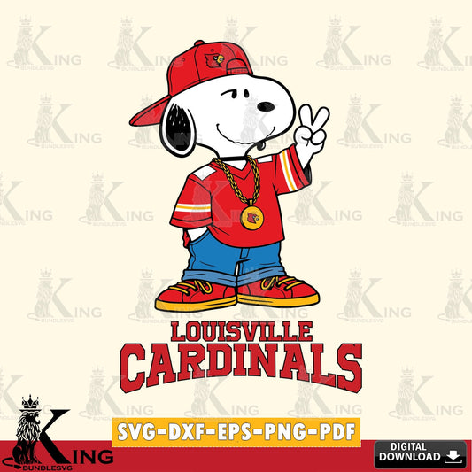 Louisville Cardinals Snoopy Say hi SVG, Cricut, Cut file  , Digital Download , Instant Download, Peanuts svg, NCAA svg, Football svg, Sport svg