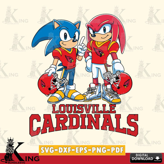 Louisville Cardinals Sonic And Knuckles Football SVG file, Vector , Digital Download , PDF File , Instant Download