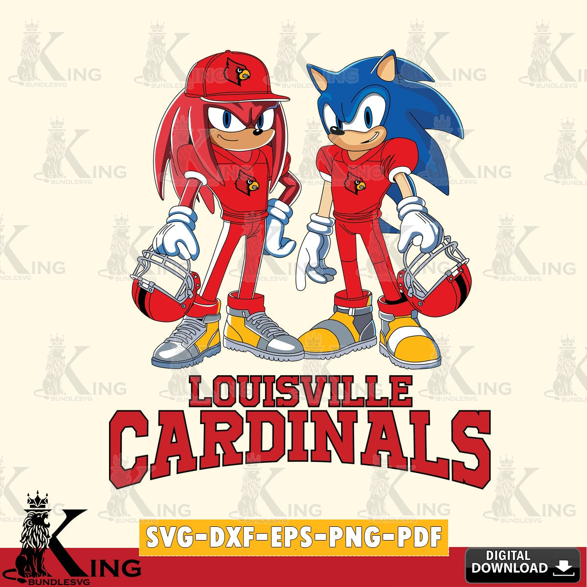 Louisville Cardinals Sonic And Knuckles Player Football SVG file, Vector , Digital Download , PDF File , Instant Download