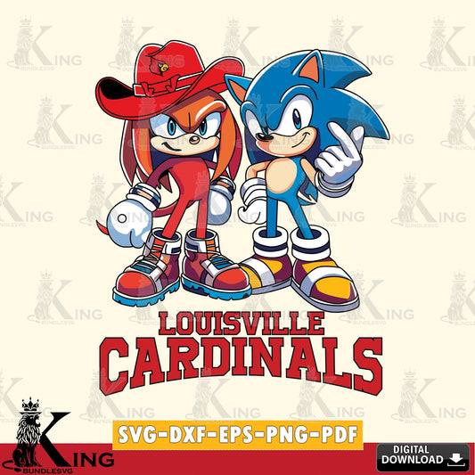Custom design featuring Louisville Cardinals Sonic & Knuckles Football Mascot SVG cut file for personalized gifts and laser