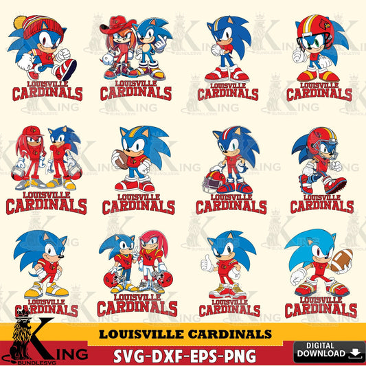 Comprehensive collection of Louisville Cardinals Sonic & Knuckles NCAA Football Bundle SVG cut file for personalized gifts and