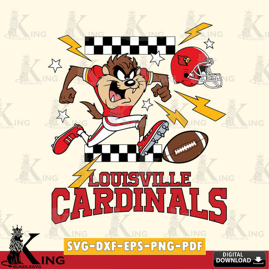 Louisville Cardinals Taz Football Lightning SVG file, Cut file  , Digital Download , Instant Download, Taz svg, NCAA svg
