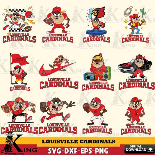 Louisville Cardinals Taz Football NCAA Bundle SVG file, Cut file  , Digital Download , Instant Download, Taz svg, NCAA svg