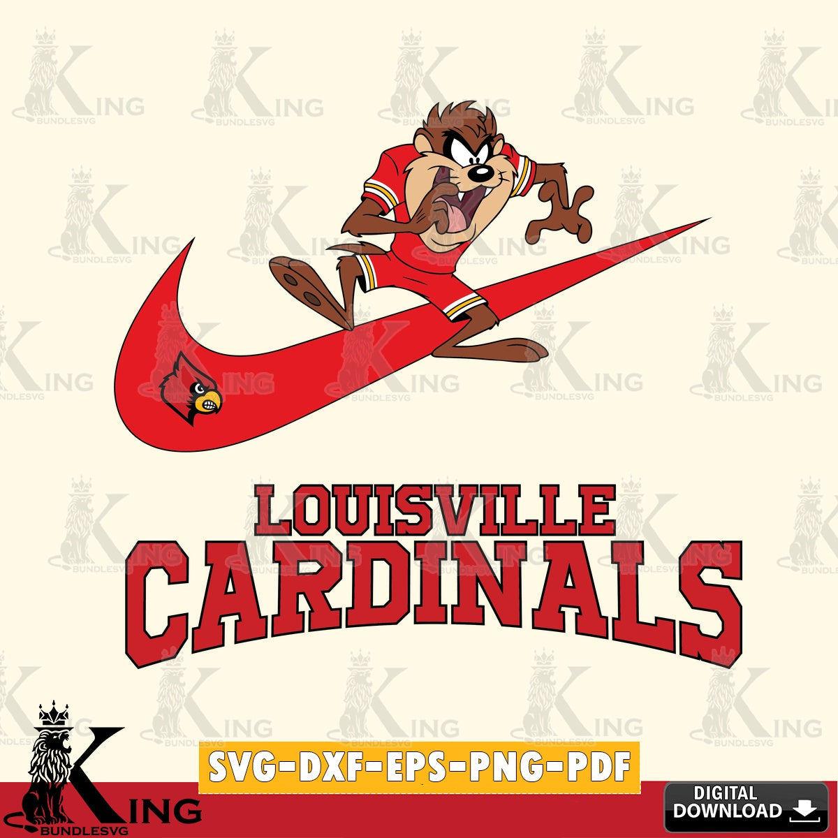 Louisville Cardinals Taz Football Nike SVG file, Cut file  , Digital Download , Instant Download, Taz svg, NCAA svg
