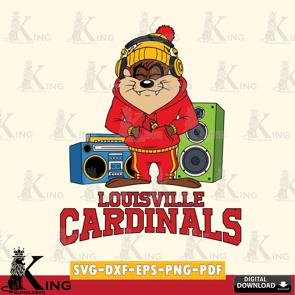 Louisville Cardinals Taz Hip Hop SVG file, Cut file  , Digital Download , Instant Download, Taz svg, NCAA svg