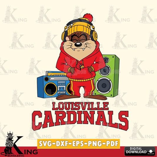 Louisville Cardinals Taz Hip Hop SVG file, Cut file  , Digital Download , Instant Download, Taz svg, NCAA svg