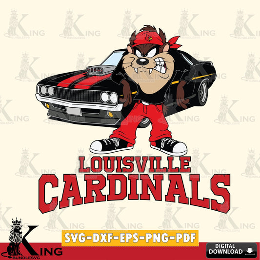 Louisville Cardinals Taz Racing Car SVG file, Cut file  , Digital Download , Instant Download, Taz svg, NCAA svg