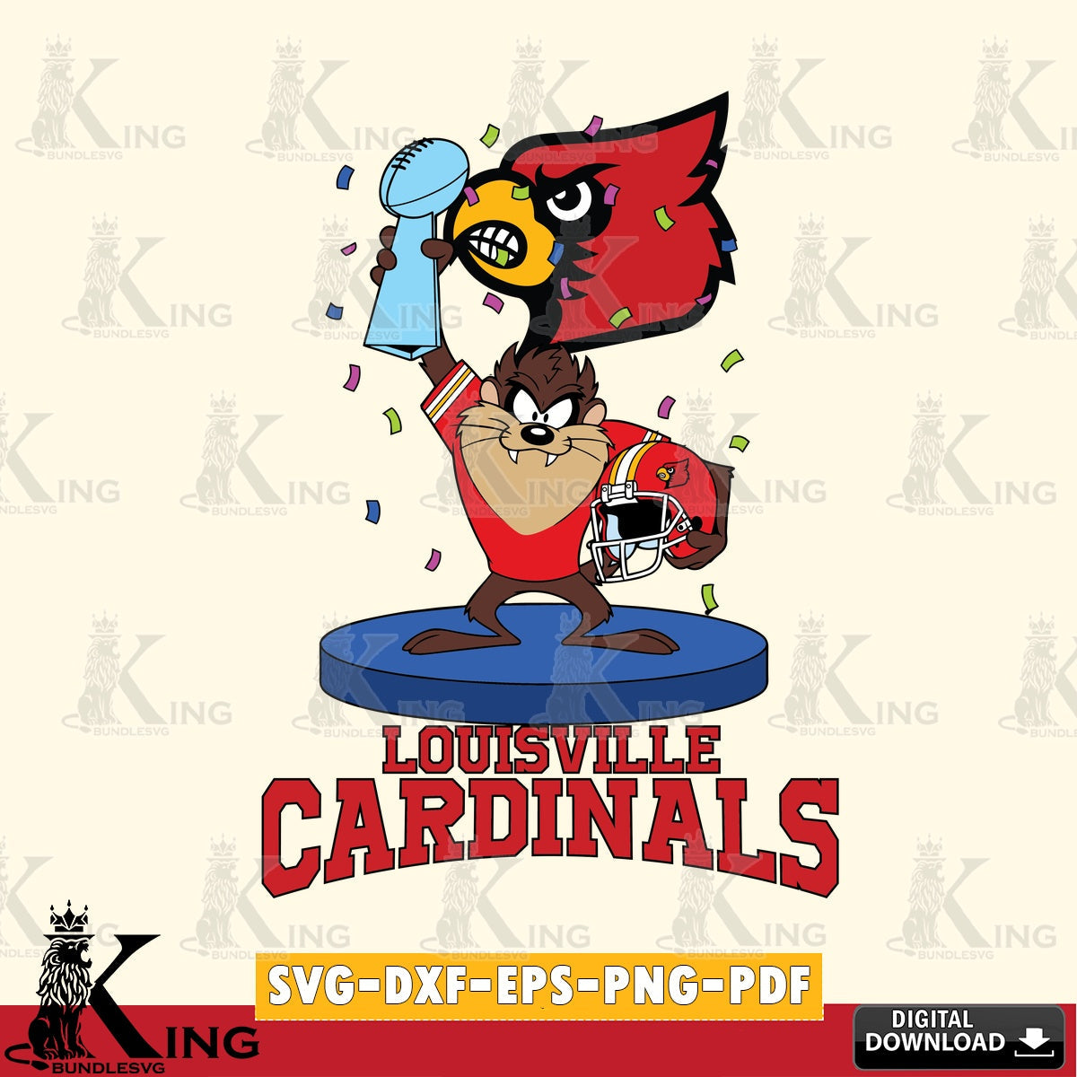 Louisville Cardinals Taz Trophy Podium SVG file, Cut file  , Digital Download , Instant Download, Taz svg, NCAA svg