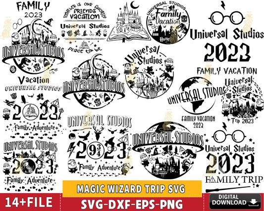 Magic Wizard Trip svg , Universal Studios Png Bundle, Universal Trip 2023 Png, Family Vacation 2023 SVG DXF EPS PNG , for Cricut, Silhouette, Digital download ,Instant Download