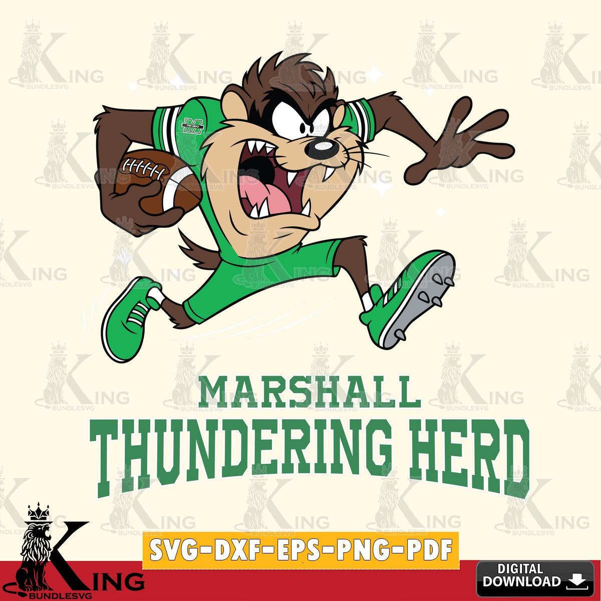Marshall Thundering Herd Angry Taz Football SVG file, Cut file  , Digital Download , Instant Download, Taz svg, NCAA svg