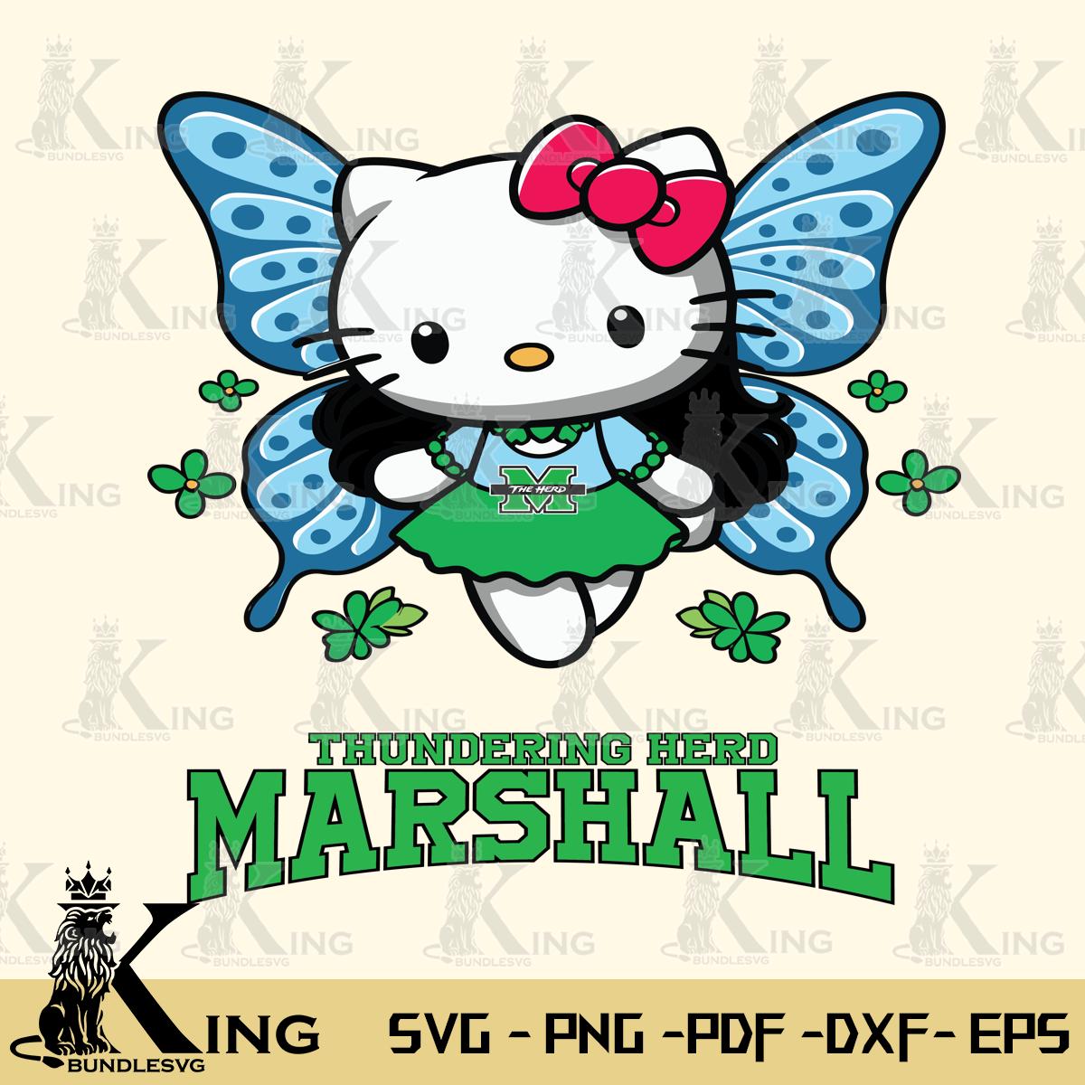 Marshall Thundering Herd Butterfly Kitty Charm Svg Eps Dxf Png File, Digital Download