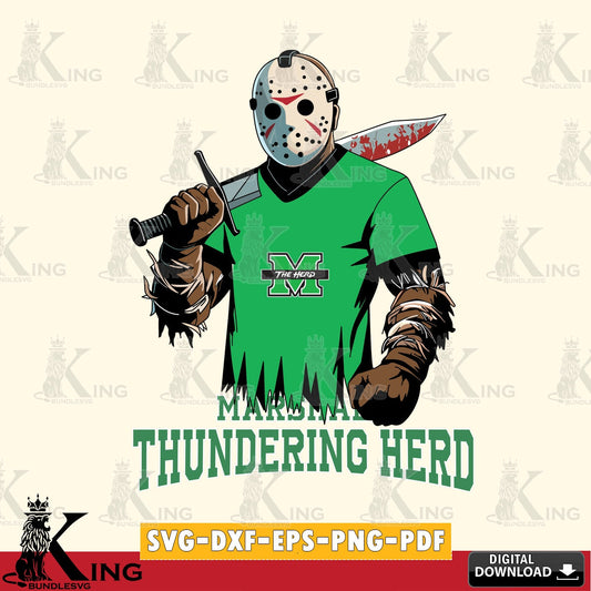 Stylish representation of Marshall Thundering Herd Jason Voorhees Football, crafting file for iron-on transfer and vinyl decals