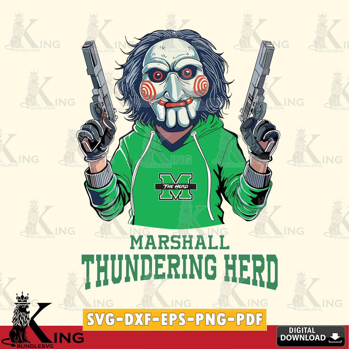 Unique artwork depicting Marshall Thundering Herd Jigsaw Billy Football, SVG cut file for personalized gifts and laser projects