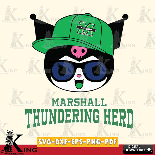 Marshall Thundering Herd Kuromi Football Cool SVG file, Cricut, Cut file  , Digital Download , Instant Download, Sanrio svg, Clipart