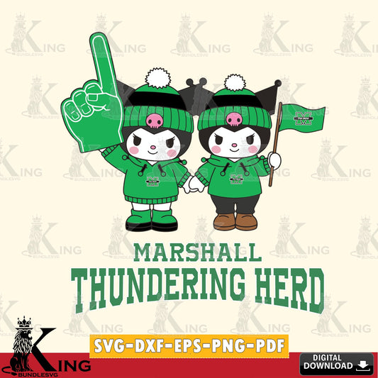 Marshall Thundering Herd Kuromi rugby Fan SVG file, Cricut, Cut file  , Digital Download , Instant Download, Sanrio svg, Clipart