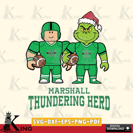 Marshall Thundering Herd Roblox & Grinch Football SVG file , NCAA Cricut,  File cut , Digital Download , PDF File