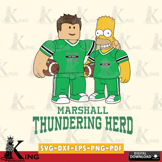 Marshall Thundering Herd Roblox & Homer Simpson Football SVG file , NCAA Cricut,  File cut , Digital Download , PDF File