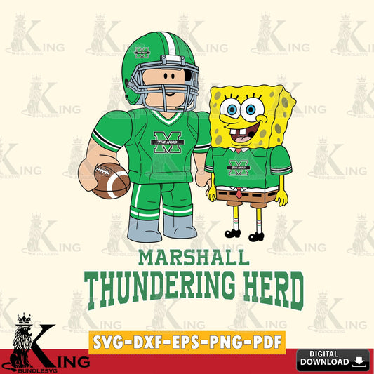Marshall Thundering Herd Roblox & Spongebob Football SVG file , NCAA Cricut,  File cut , Digital Download , PDF File
