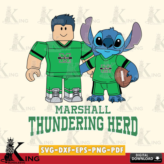Marshall Thundering Herd Roblox & Stitch Football SVG file , NCAA Cricut,  File cut , Digital Download , PDF File