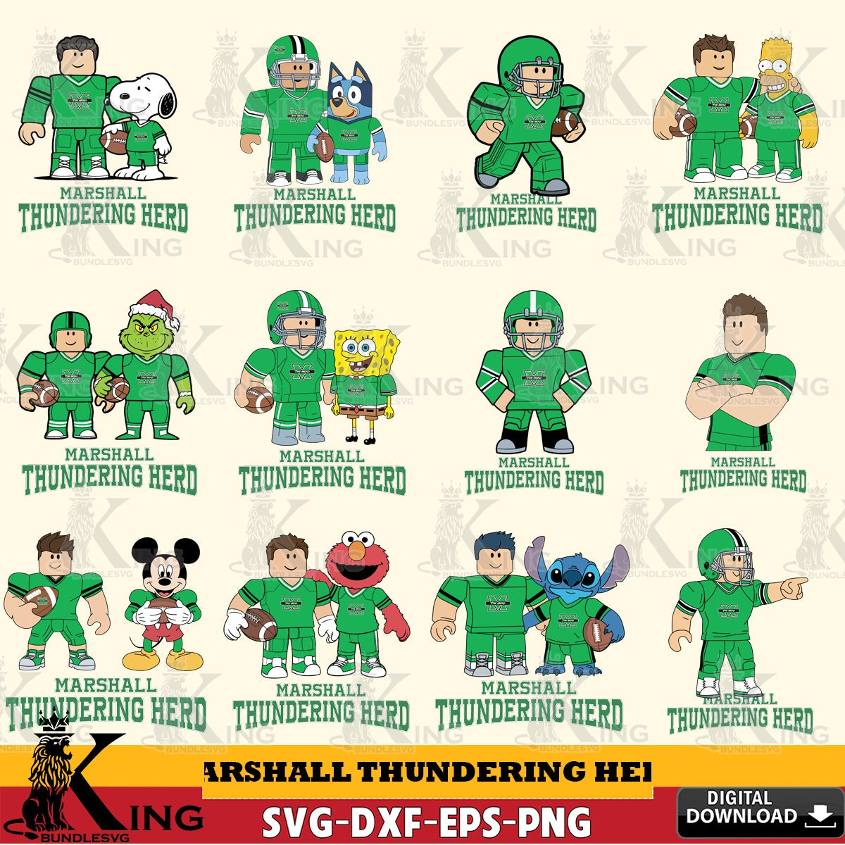 Marshall Thundering Herd Roblox With Friends football NCAA Bundle SVG file , NCAA Cricut,  File cut , Digital Download , PDF File