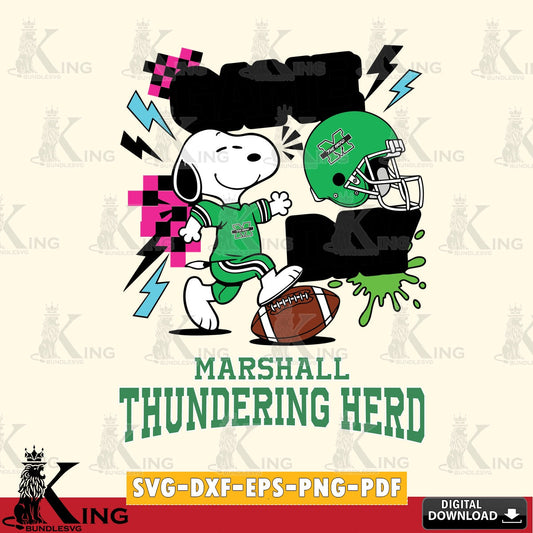 Marshall Thundering Herd Snoopy Game day SVG, Cricut, Cut file  , Digital Download , Instant Download, Peanuts svg, NCAA svg, Football svg, Sport svg