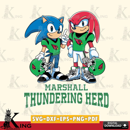 Beautiful illustration of Marshall Thundering Herd Sonic And Knuckles Football, digital file for silhouette cameo and cricut