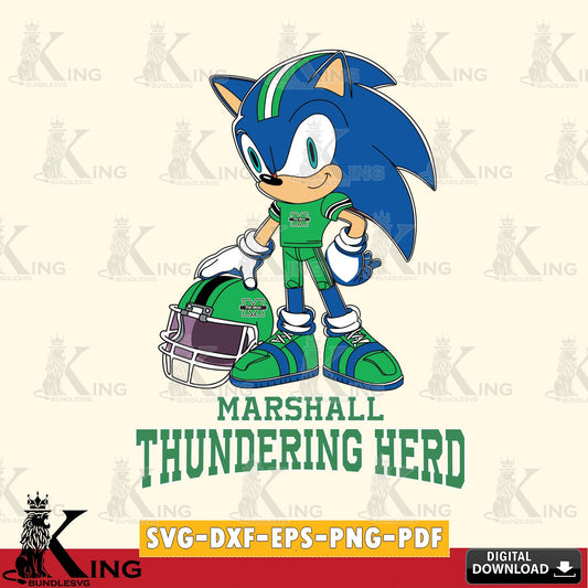 Artistic drawing of Marshall Thundering Herd sonic player football crafting file for iron-on transfer and vinyl decals