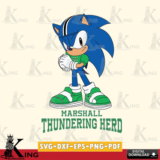 Creative design featuring Marshall Thundering Herd Sonic cute Football, versatile clip art for stickers, decals, and mugs