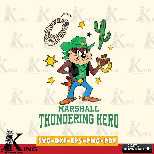 Marshall Thundering Herd Taz Cowboy Western SVG file, Cut file  , Digital Download , Instant Download, Taz svg, NCAA svg