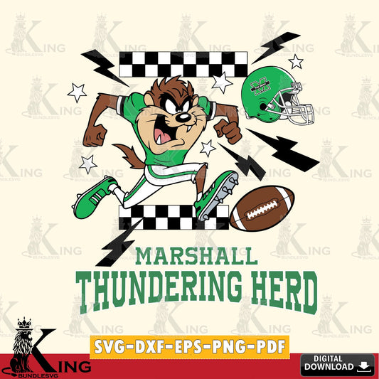 Marshall Thundering Herd Taz Football Lightning SVG file, Cut file  , Digital Download , Instant Download, Taz svg, NCAA svg