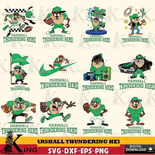 Marshall Thundering Herd Taz Football NCAA Bundle SVG file, Cut file  , Digital Download , Instant Download, Taz svg, NCAA svg