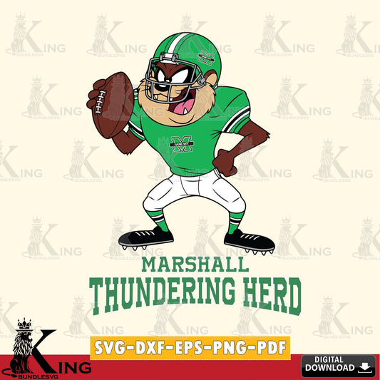 Marshall Thundering Herd Taz Football Player SVG file, Cut file  , Digital Download , Instant Download, Taz svg, NCAA svg