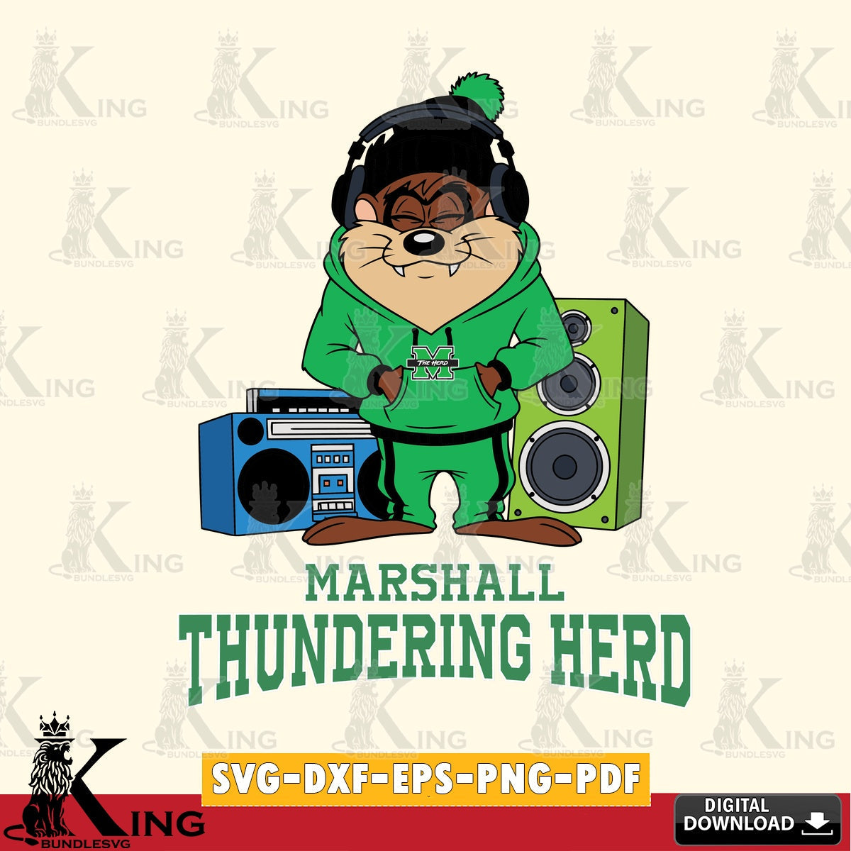 Marshall Thundering Herd Taz Hip Hop SVG file, Cut file  , Digital Download , Instant Download, Taz svg, NCAA svg