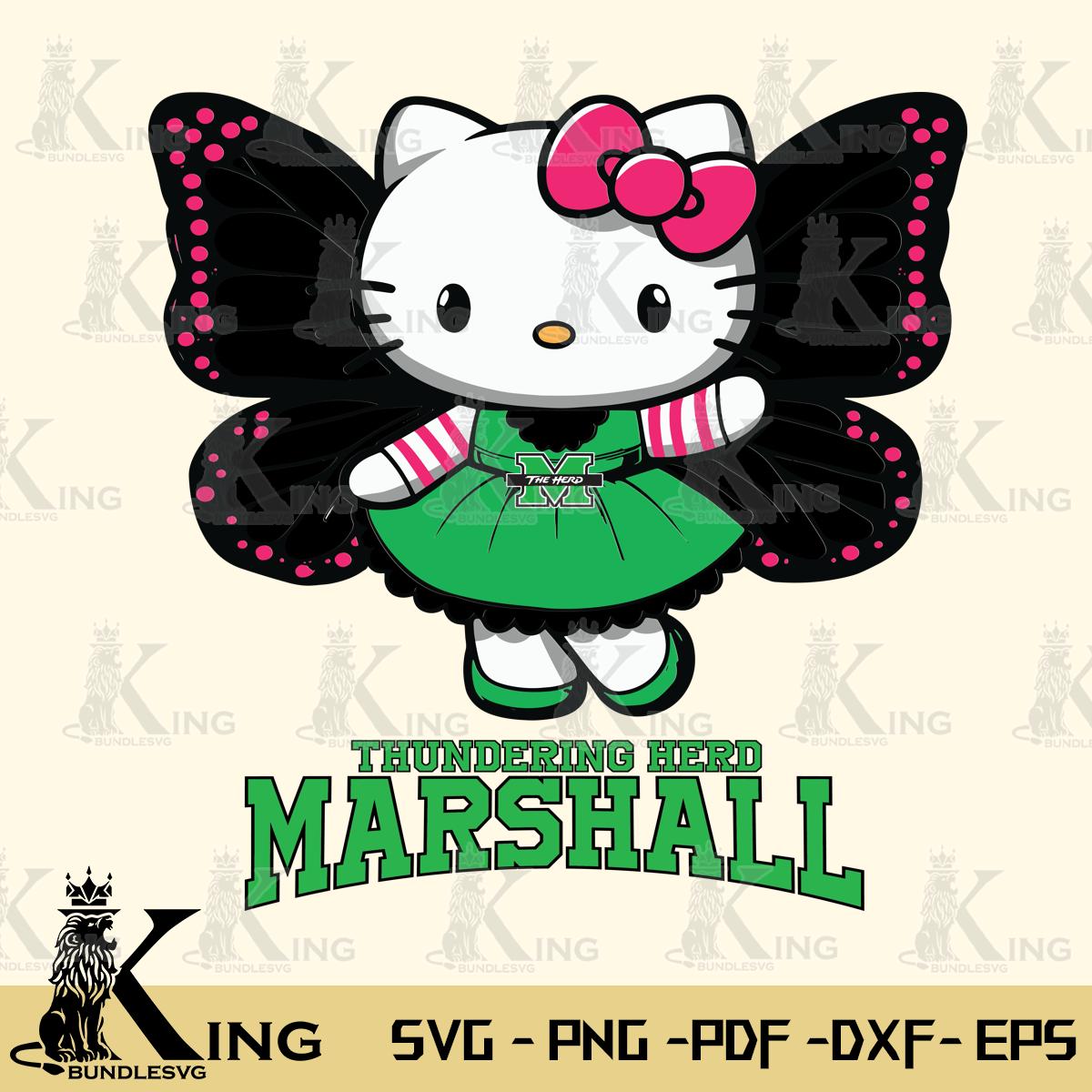 Marshall Thundering Herd Whimsical Kitty Wings Svg Eps Dxf Png File, Digital Download