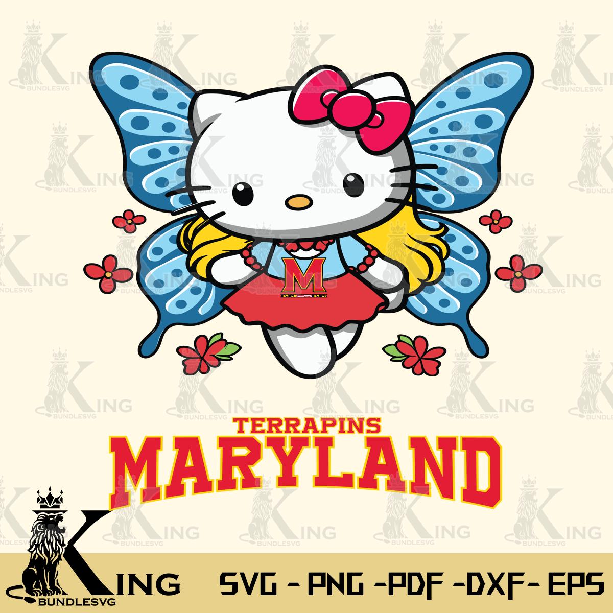 Maryland Terrapins Butterfly Kitty Charm Svg Eps Dxf Png File, Digital Download