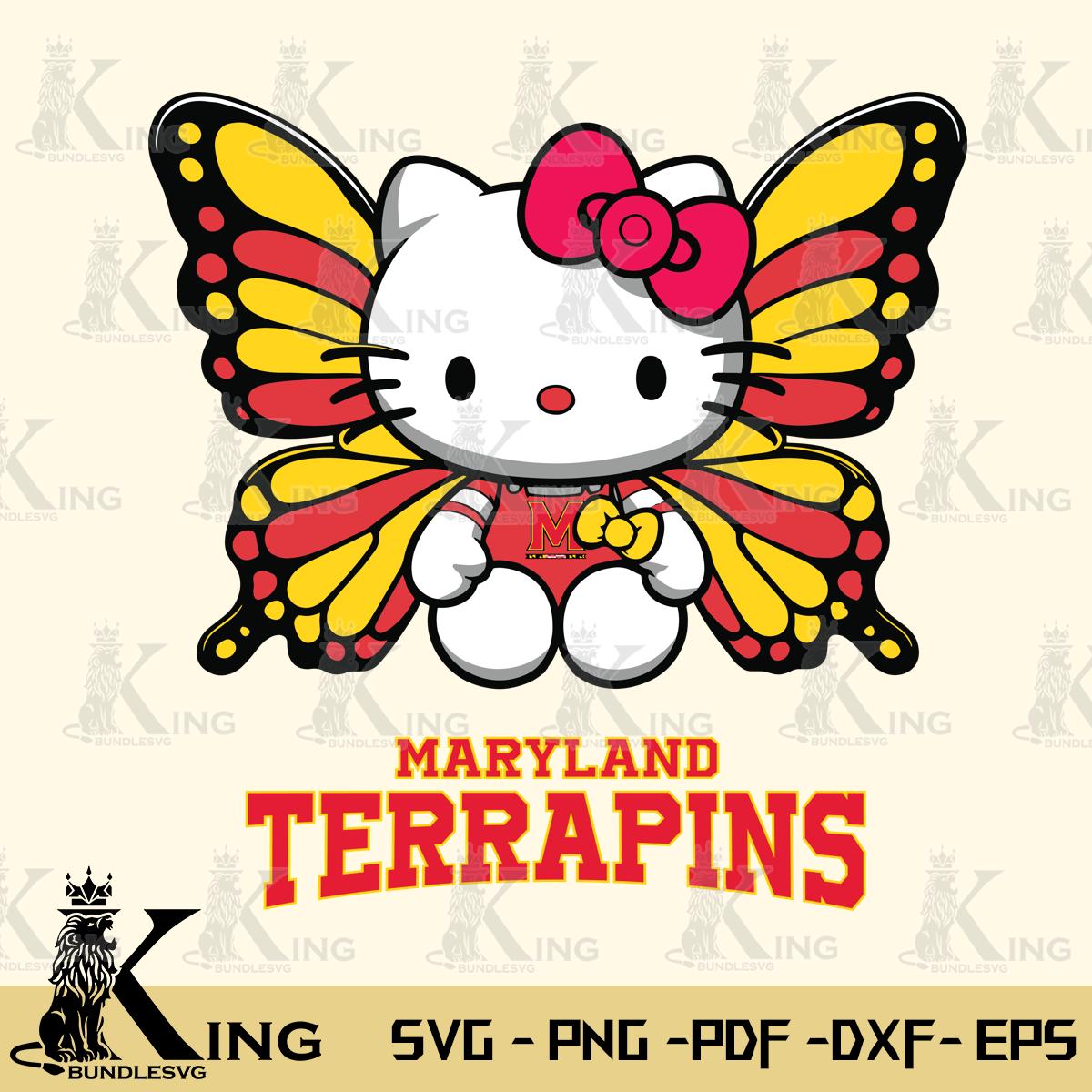 Maryland Terrapins Butterfly Kitty Delight Svg Eps Dxf Png File, Digital Download