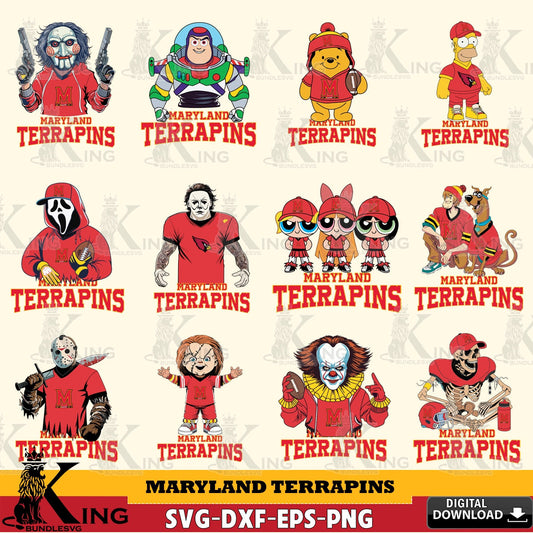 Massive pack of Maryland Terrapins Cartoon Football NCAA Bundle printable vector design for sublimation and crafts