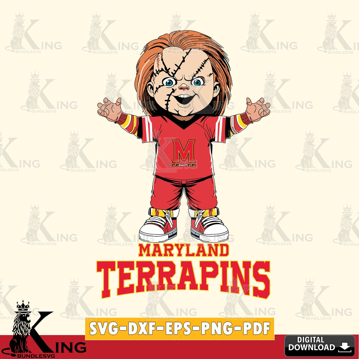 Printable art of Maryland Terrapins Chucky Football, a digital clipart compatible with laser engraving and cutting