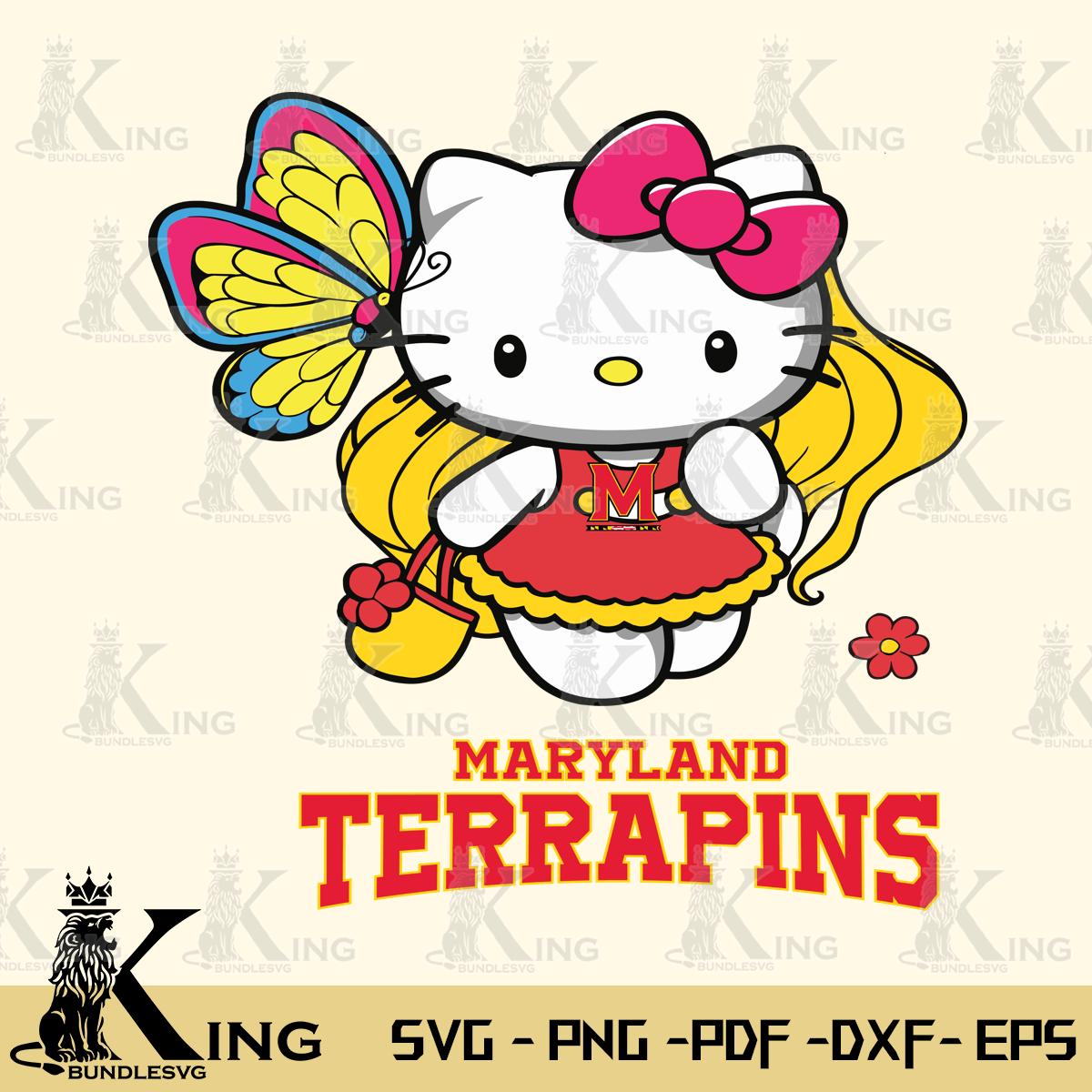 Maryland Terrapins Kitty Cartoon Svg Eps Dxf Png File, Digital Download