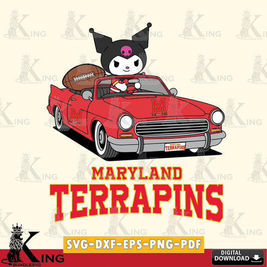 Maryland Terrapins Kuromi Car Football Game SVG file, Cricut, Cut file  , Digital Download , Instant Download, Sanrio svg, Clipart