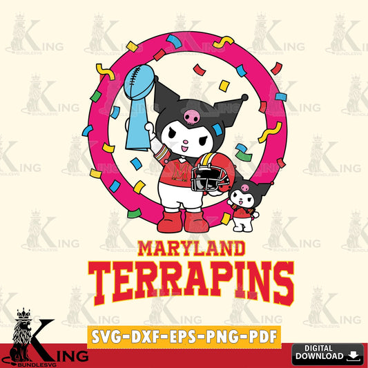 Maryland Terrapins Kuromi Football Champion SVG file, Cricut, Cut file  , Digital Download , Instant Download, Sanrio svg, Clipart
